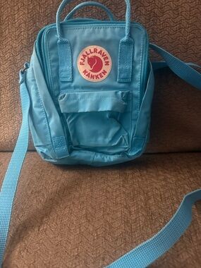 Fjallraven Kanken Mini Crossbody Bag in Bright Blue with Red Logo